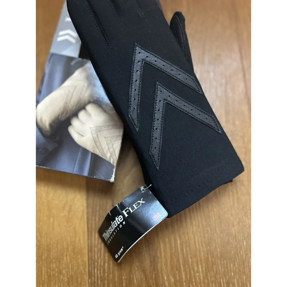 Vintage Isotoner Stretch Classic Gloves Black Thinsulate Lined One Size NIB